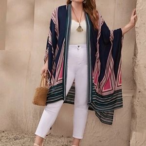 Color Block Geo Print Kimono